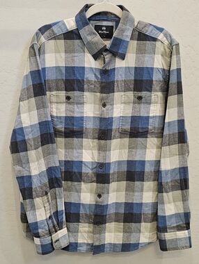 Wind River Casual Plaid Button-Down Shirt in Blue & Gray by